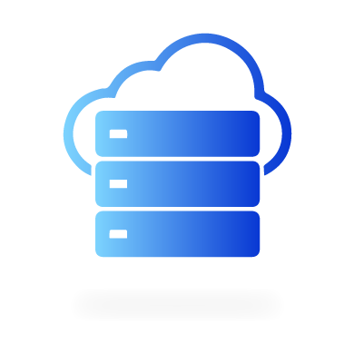 A blue server stack icon/symbol with a cloud behind it. - Network infrastructure services by Cohesive Connections in Lafayette, LA